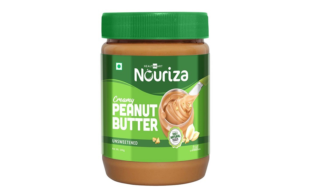 Nouriza Creamy Peanut Butter, Unsweetened   Plastic Jar  500 grams
